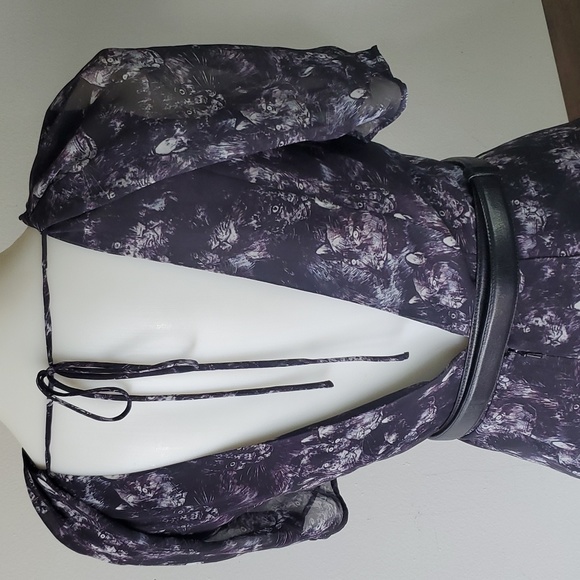 Lion Animal Print Peasant Poof Sleeve Backless Dress - Picture 7 of 15